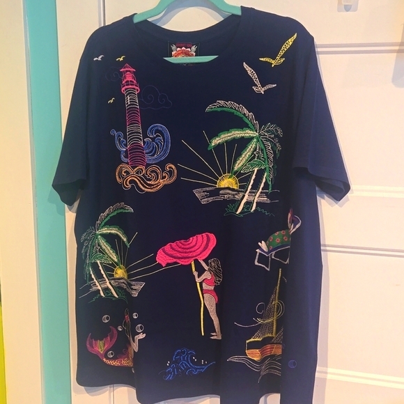 Johnny Was travel top sun mermaid palm tree Lighthouse sailboat NWT new W Tags - Picture 4 of 12